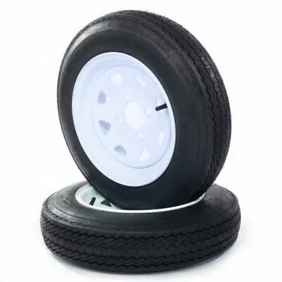 2pcs Trailer Tires And Rims 4.80-12 4.80x12 4 Ply LRB 4 Lug White Spoke Wheel • $108.64