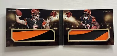 2014 AJ McCARRON JEREMY HILL Panini Playbook Combo Materials  Jersey Patch /10 • $30