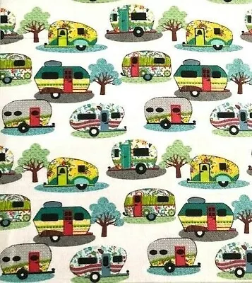 Bty*face Masks*glamping Decorated Campers/trailers On 100% Cotton Flannel Fabric • £10.60