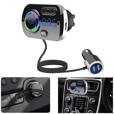 Wireless Bluetooth Car FM Transmitter Kit 2 USB Charger MP3 Player AUX Handsfree • £10.99