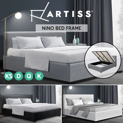 Artiss Bed Frame Queen Double King Single Size Gas Lift Base With Storage NINO • $289.95