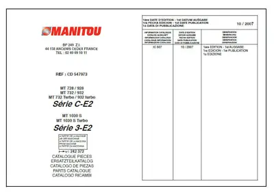 Manitou MT1030 S Serie3 E2 Parts Catalog • £29.99