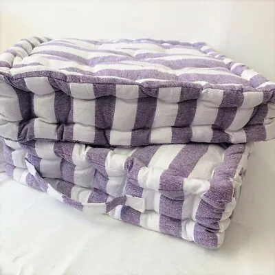 £11.95 • Buy Purple Deck Stripe Floor Cushion | Luxury Cotton Large Chair Garden Seat Pad