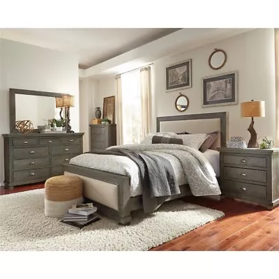 Progressive Furniture Willow Wood Nightstand In Distressed Dark Gray • $277.31