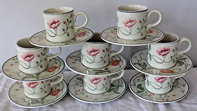 Villeroy & Boch Albertina 1748 FLAT Cup & Saucer Set Of 8 Porcelain West Germany • $89.99