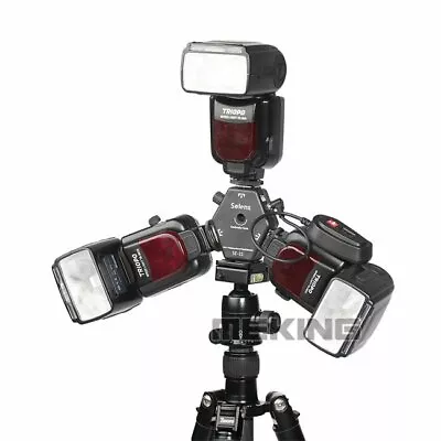 Selens Triple Heads Hot Shoe Mount 3-in-1 Adapter Speedlite Light Holder Bracket • $29.69