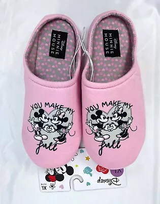 New Disney Mickey Minnie Mouse Pink Slippers Valentines Make My Heart Full 11/12 • $29.99