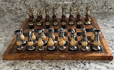 Vintage Italfama Chess Set Brass Silver Wood W/ 13”x13” Board King 2 3/4” EUC • $374.99