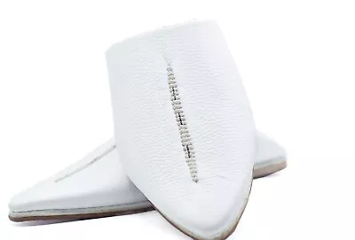 Moroccan Slippers For Man Leather Mules Sheepskin Slipper Men Embroidered Shoes • $47