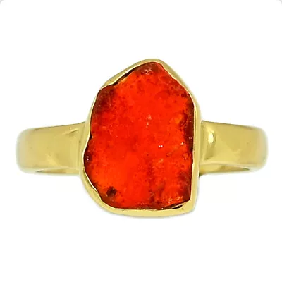 18K Gold Vermeil Natural Mexican Opal Rough Ring Jewelry S.8 CR36466 • $11.99