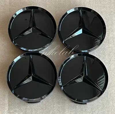 $17.99 • Buy *Set Of 4* Mercedes Benz 75mm Black Gloss AMG Wheel Center Hub Rim Caps Emblem