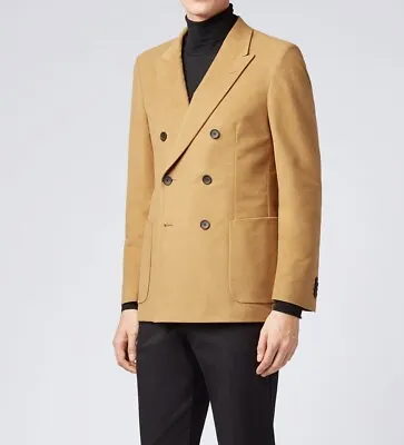 Hugo Boss Men's 'Salomon' Slim Fit Cotton Blend Brown Double Breasted Blazer 40R • $185