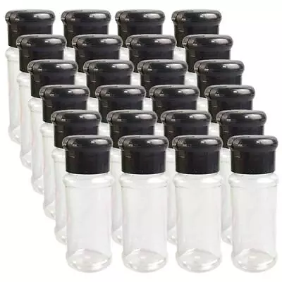 Set Of 24 Pcs Plastic Spice Bottles With Sifter Lid 3 Oz. Clear Reusable Cont... • $25.38