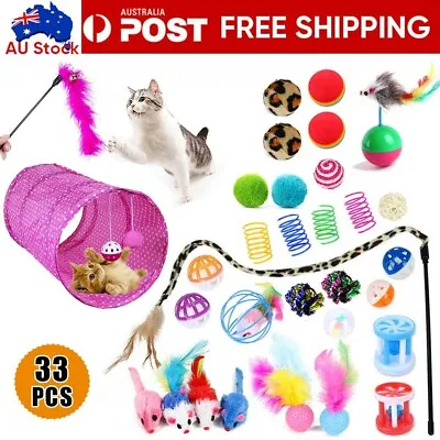 Bulk Buy Cat Kitten Toys Rod Fur Mice Bells Balls Catnip 33 Items Lovely Pet Toy • $21.23