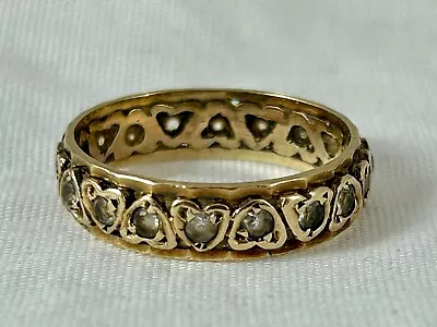 9ct Yellow Gold Band Diamond Eternity Ring Size Q - 3.0 G • £60