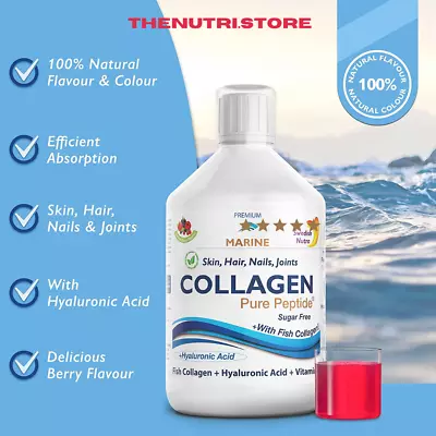 £17.85 • Buy Marine Collagen Drink 10000mg Liquid + Hyaluronic Acid Vitamin C Biotin NO SUGAR