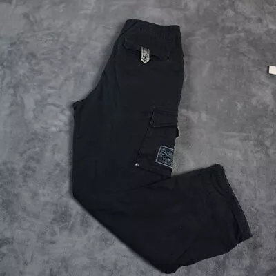 Vercho Cargo Pants Jeans Mens 32x30 Black Skull Patch Snap Pockets Hip Hop 80's • $16.19