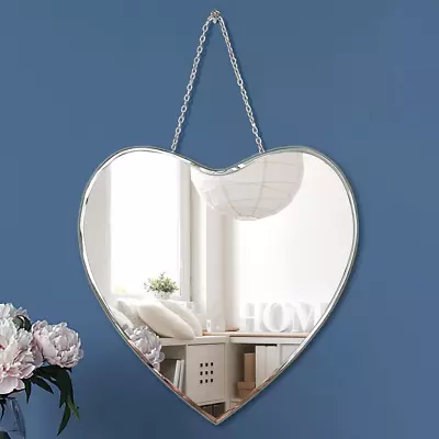 Heart Shaped Mirror With Iron Chain For Wall Decor 12X12 Inch Wall Hang Real Gla • $31.12