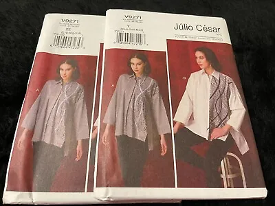 Vogue Pattern V9271 Ms JULIO CESAR NYC Very Loose Shirt W/Contrast Overlay • $3.50