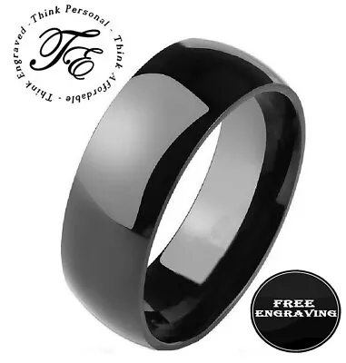 Personalized Men's Black Stainless Steel Promise Ring - Engraved Men's Ring • $15.50