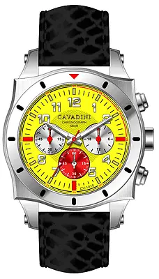 Cavadini Men's Watch Designer Chronograph Timor Stainless Steel CV-1010 Yellow • $158.24