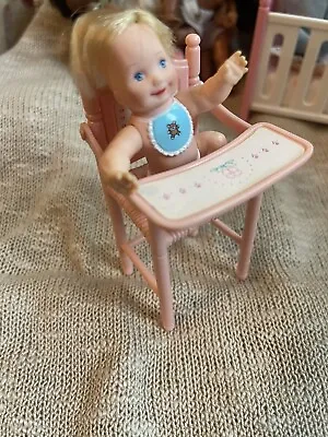 Vintage Tiny Blessings Christopher Doll Baby 1987 Bandai Small High Chair • $9