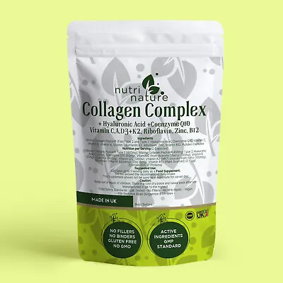 Collagen Complex Coenzyme Q10 Hyaluronic Acid Vitamins A C D B12 And Zinc • £38.99