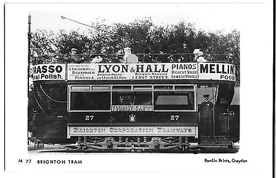£3 • Buy  Pamlin Brighton Tram RP PPC M77, Lyon & Hall Pianos, Brasso Polish Advert