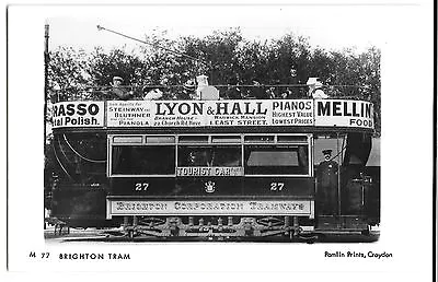 £3 • Buy  Pamlin Brighton Tram RP PPC M77, Lyon & Hall Pianos, Brasso Polish Advert