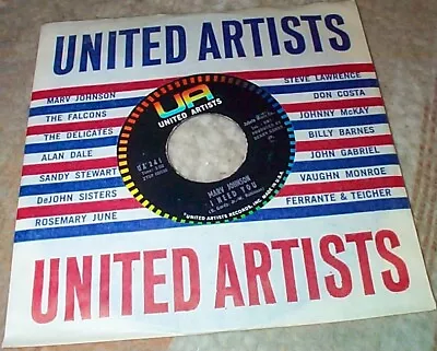 45 MARV JOHNSON Move Two Mountains UNITED ARTISTS Orig* SOUL I Need You 7  VOCAL • $5.55