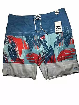 NWT  BILLABONG Mens Size 38 X10.5  Swim Board Shorts Sunday Quick Dry Tropical • $26.99