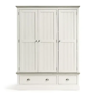 Oak Furnitureland Brompton Ash Top Triple Wardrobe Storage Hardwood RRP £1049.99 • £744.99