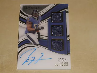 2023 Panini Immaculate Autograph Auto Triple Game Used Jersey Ray Lewis 20/25 • $46