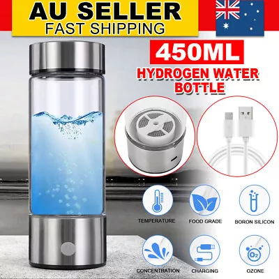 450ML USB Charging Hydrogen Generator Rich Water Ionizer Glass Drink Bottle Tool • $37.86