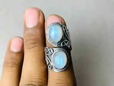 Rainbow Moonstone925 Sterling Silver Band &Statement Ring Handmade Ring All Size • $13.29