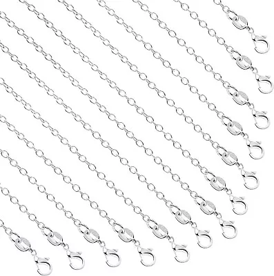 50 Pack Silver Plated Necklace Chains Bulk Cable Chain Pack For Jewelry Making • $18.99