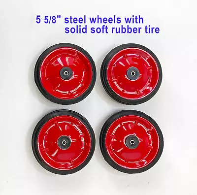 Set 4 Toy Wagon Scooter Wheels 5 5/8 Inch Steel Solid Rubber New • $39