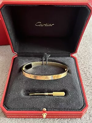 £4850 • Buy Cartier Love Bracelet 18k Size 20 Y/G 9 Months Old 2022 Full Set Purchase Proof