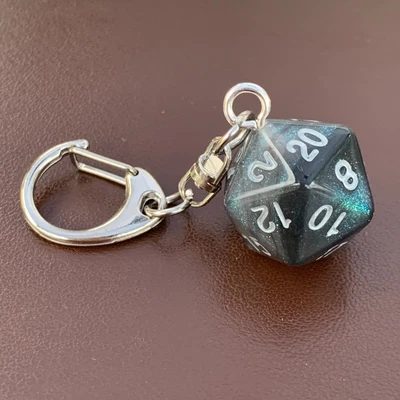 £2.49 • Buy D20 Dice Keyring - Green Shimmer - Dice - Geek - Games Master - D&D.