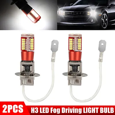 2x H3 Super Bright 57 LED Fog Driving DRL Light Bulbs Conversion Kit 6000K White • $8.98