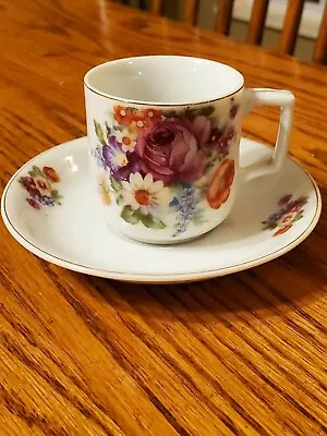 Made In Occupied Japan Child's Size Tea Cup & Saucer Rose Flower Floral Mini • $15