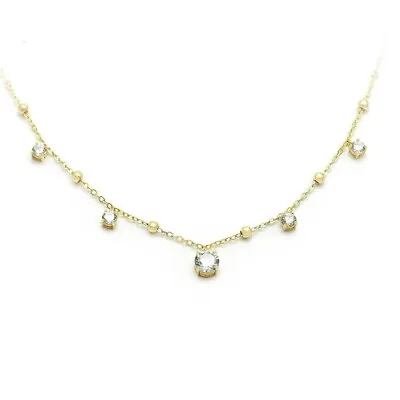 Women's Gold Plated Zirconia 24Carat Waterproof 267D Chain Pendant • £15.46