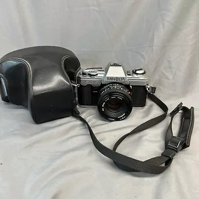 Minolta X-370 35mm SLR Camera 50mm F/1.7 MD Lens Case Film Vintage 9393424 Photo • $29.99