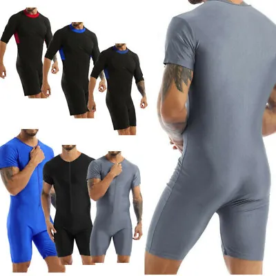 Men One-piece Bodysuit Wrestling Singlet Leotard Gymnastics Jumpsuit Swimsuit • £14.39