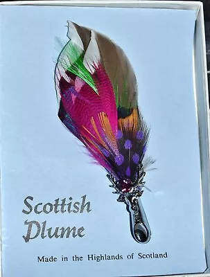 Vtg Scottish Plume Mizpah Feathers & Stag Head Kilt Pin Brooch Purple Stone • $24.95