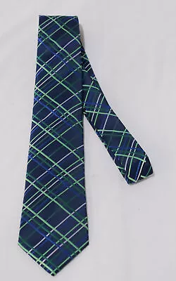 Twenty Dollar Tie Men's Hand Made Silk Plaid Neck Tie AC9 Navy One Size • $7.98