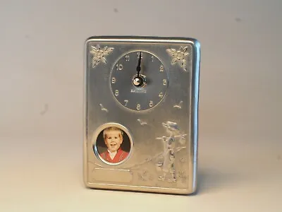 CLOCK Pewter BOY Picture-Frame BIRTHDAY  Birth Engraving NORWAY JUNGHANS QUARTZ • $49