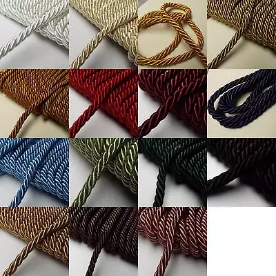 15 COLOR 6mm Barley Twist Round Satin Cord Craft Upholstery Braid BUY 1 2 4m 035 • £3.20