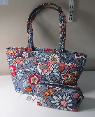 NWT Vera Bradley Tropical Evening Mandy Handbag And Med. Cosmetic Case • $75