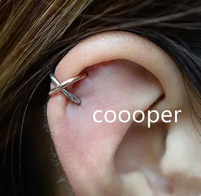 Criss Cross Fake Clip-on Earring Cartilage Fake Ear Cuff Ear Clip Cuff Wrap • £2.96